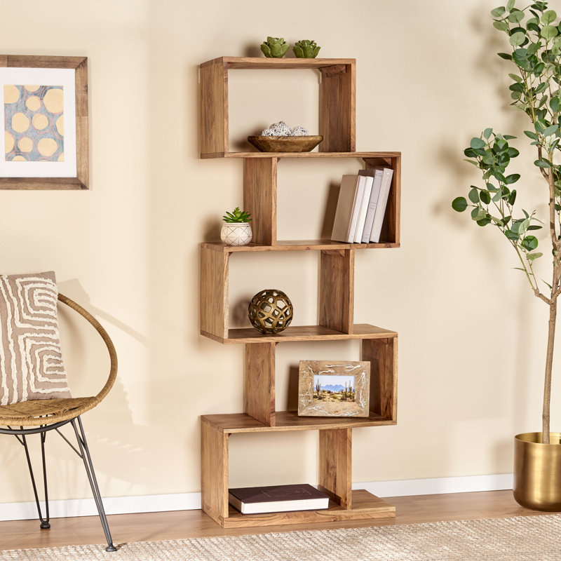 Loon Peak® 59" H x 21.6" W Solid Wood Geometric Bookcase Wayfair